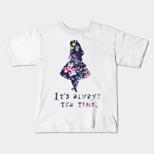 Alice floral designs - Always tea time Kids T-Shirt